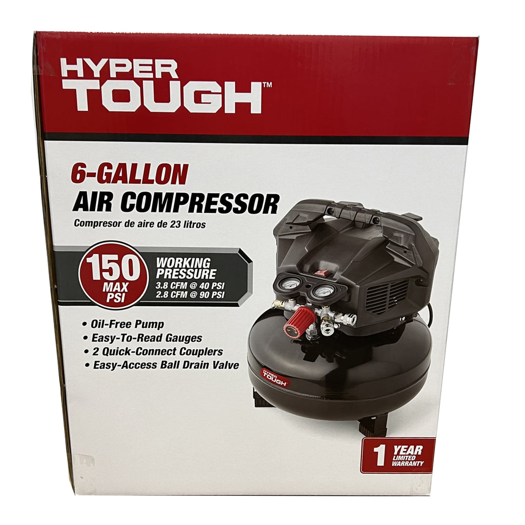 Hyper Tough Black 150 PSI Oil-Free Pancake Air Compressor 6 gal