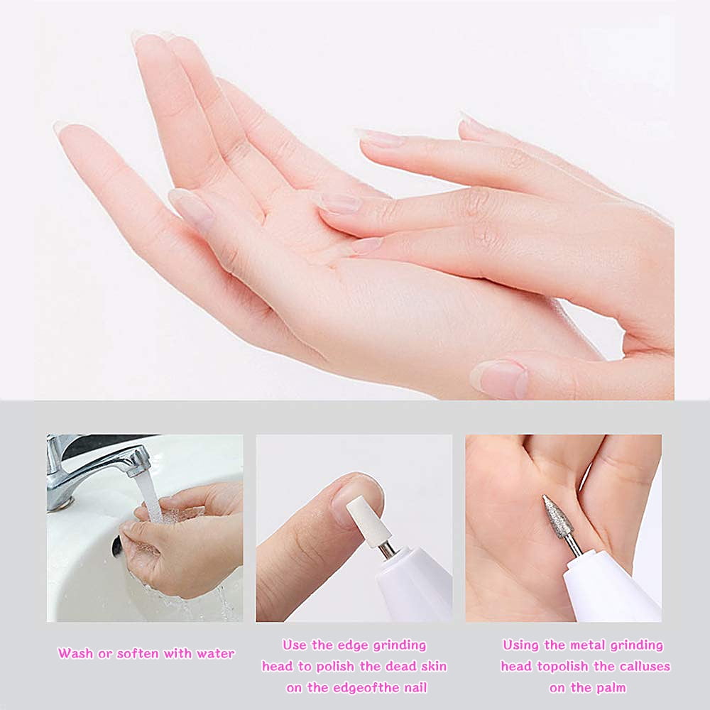 SNNROO 5-in-1 Electric Manicure Set, Nail Drill File Grinder Grooming Kit,Callus Remover Nail Buffer Polisher Nail Art Pedicure Kit for Home Salon,White