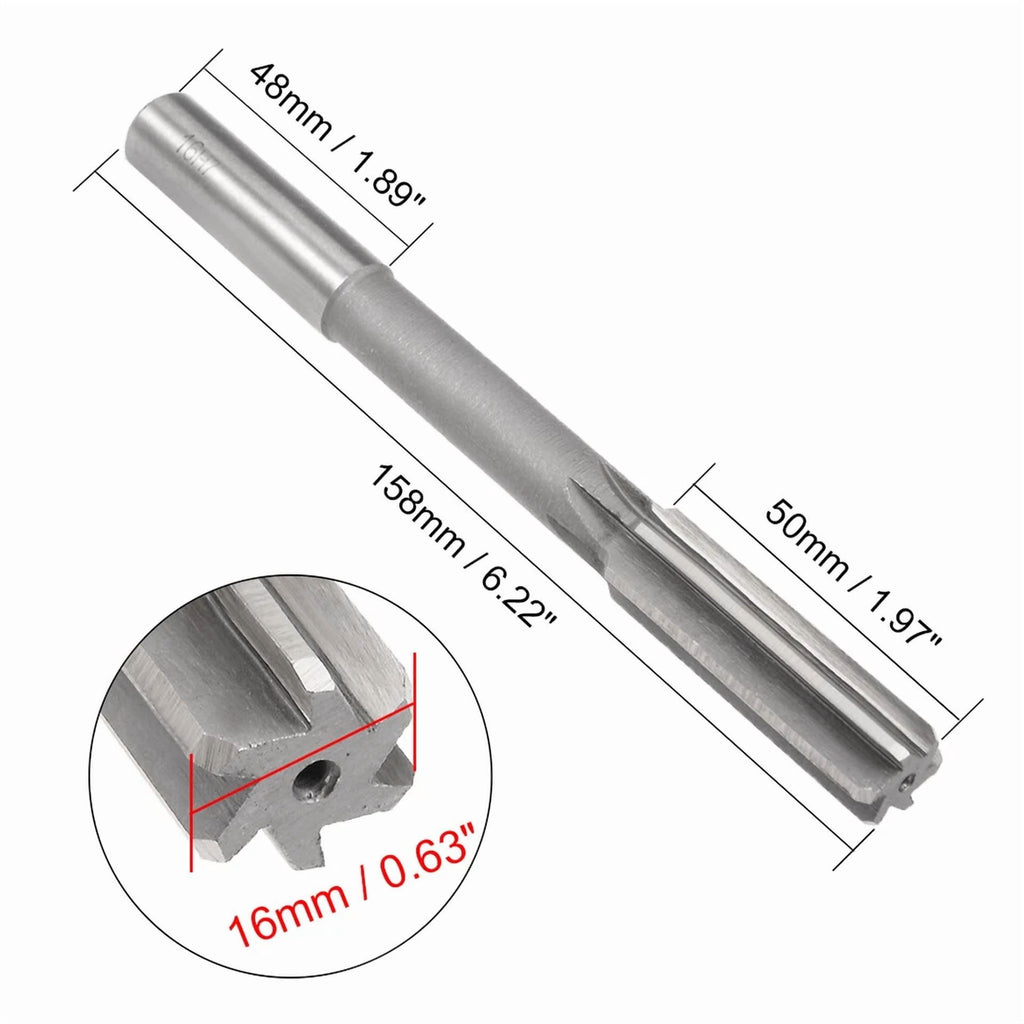 YANI -16Mm Chucking Reamer Hss H7 6 Straight Flutes Machine Milling Cutter Tool