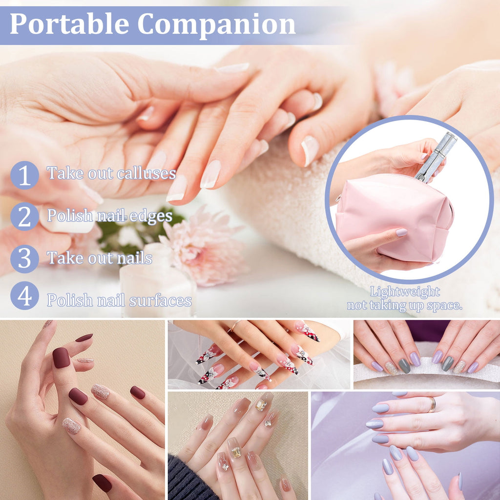 FYJUCPA Aluminium Alloy Electric Nail File Kit for Thick Toe Nails Rechargeable 4 Gears Electric Nail Drill Machine Low Noise Electric Nail Grinder for Various Nails and Shapes