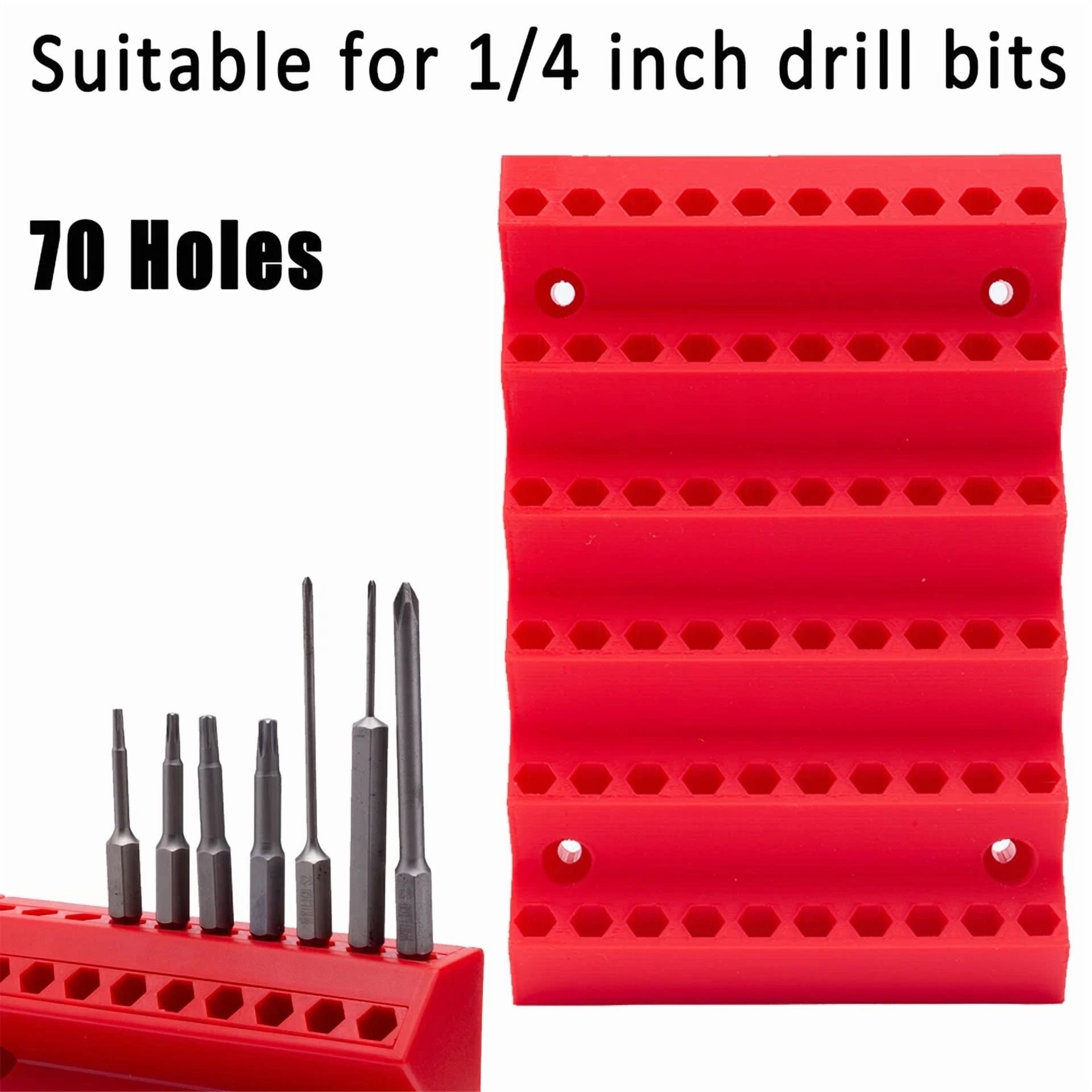KNACK - New 70 Slots Hex Drill Bits Tool Holder Wall Mount Drill Bits Organizer Case Us