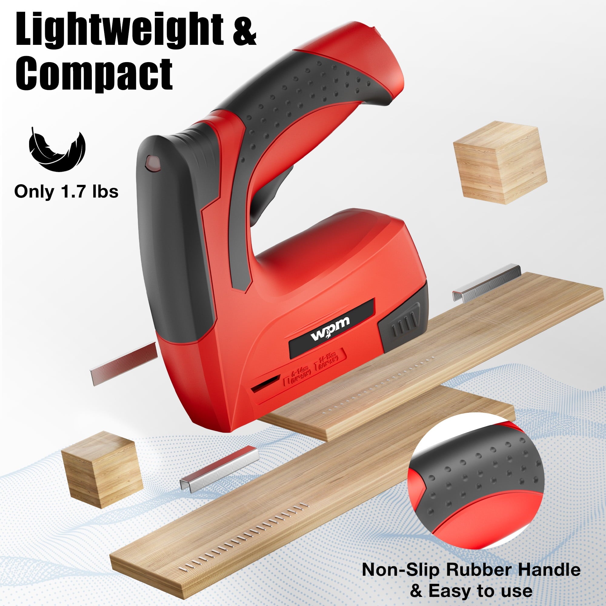 WPM Electric Staple Gun, 3 in 1 Cordless Staple Gun for Wood, 4V Rechargeable Staple Gun Kit w/ 1500 Staples Nails, Staple Remover & Fast Charger for Crafts, DIY, Decoration