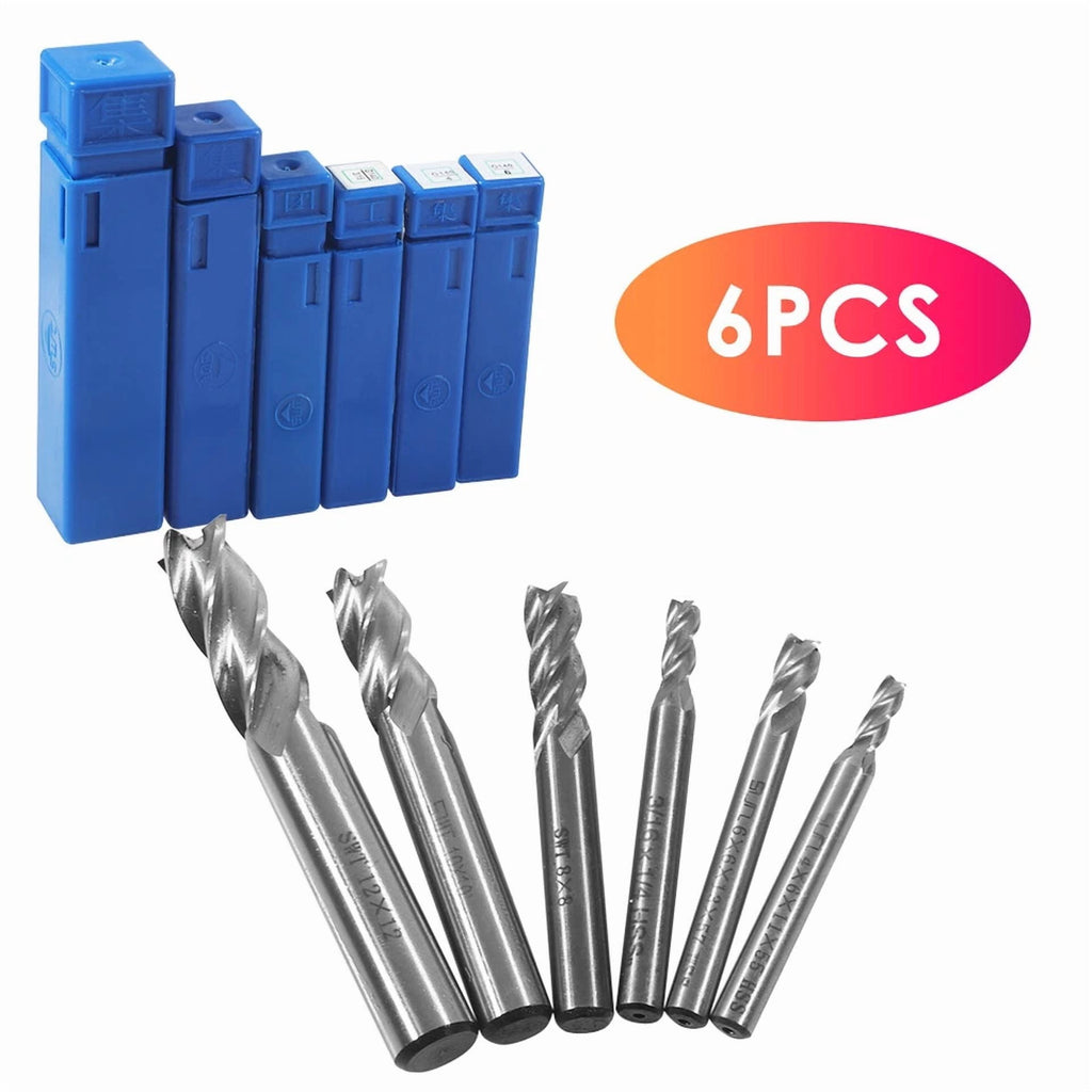 KNACK - 6 Hss Steel End Mill Cutter Shank Drill Bit 1/6 1/4 1/3 2/51/21/135