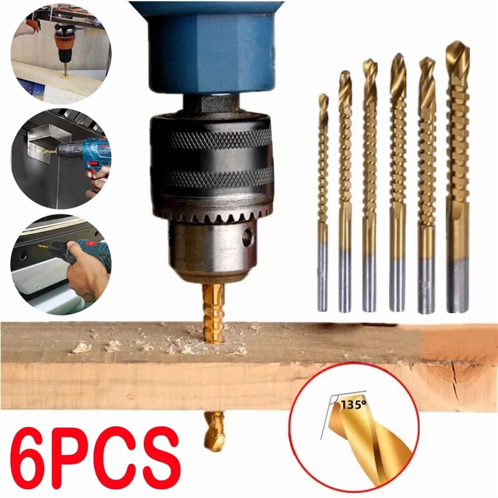 6Pcs Twist Drill Bit Set Power Tool Accessories Screw Holes For Wood Metal Us