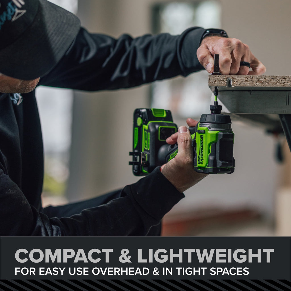 Greenworks Pro PowerAll 24V Brushless 2200 In-lb Impact Driver, 2Ah USB-C Battery, 65W Charger and Cable, ID5250A2