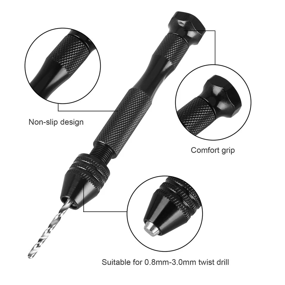 PURELY- 31Pcs Mini Micro Hand Drill Bits Set Small Manual Keyless Chuck Pin Vise Rotary