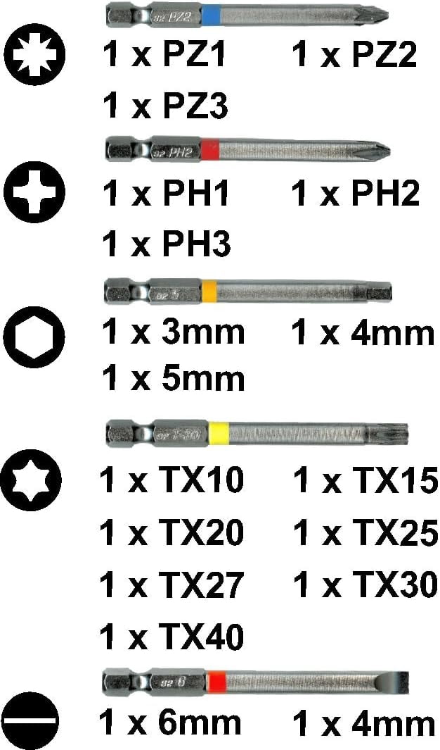 Connex COXB973918 Long Design Bit Set, Multi-Colour, Set of 18 Piece