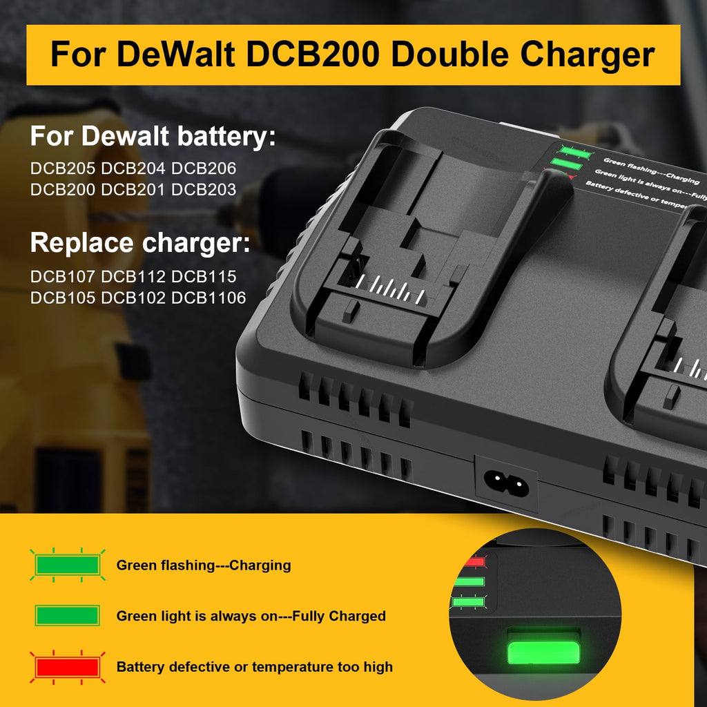 2 Pack 20v/60v 9Ah DCB606-2 DCB609-2 Battery for Dewalt 20v 60v Max 9Ah DCB609 6Ah DCB606 Flexvolt Battery 20V Max XR 8Ah DCB208-2 6Ah DCB206-2 5Ah DCB205-2 4Ah  Lithium-ion Battery with 1 Charger