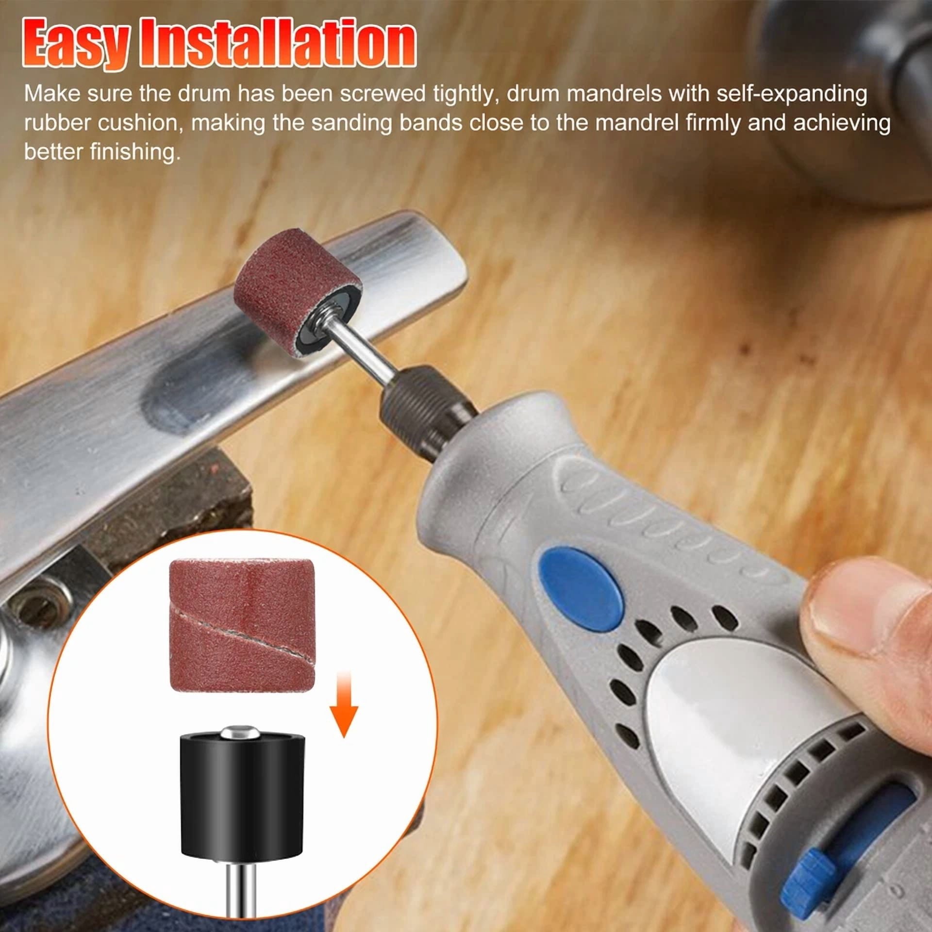 KNACK - 384Pcs Sanding Drum Nail Sander Drill Bit Kit For Dremel Accessories Rotary Tool