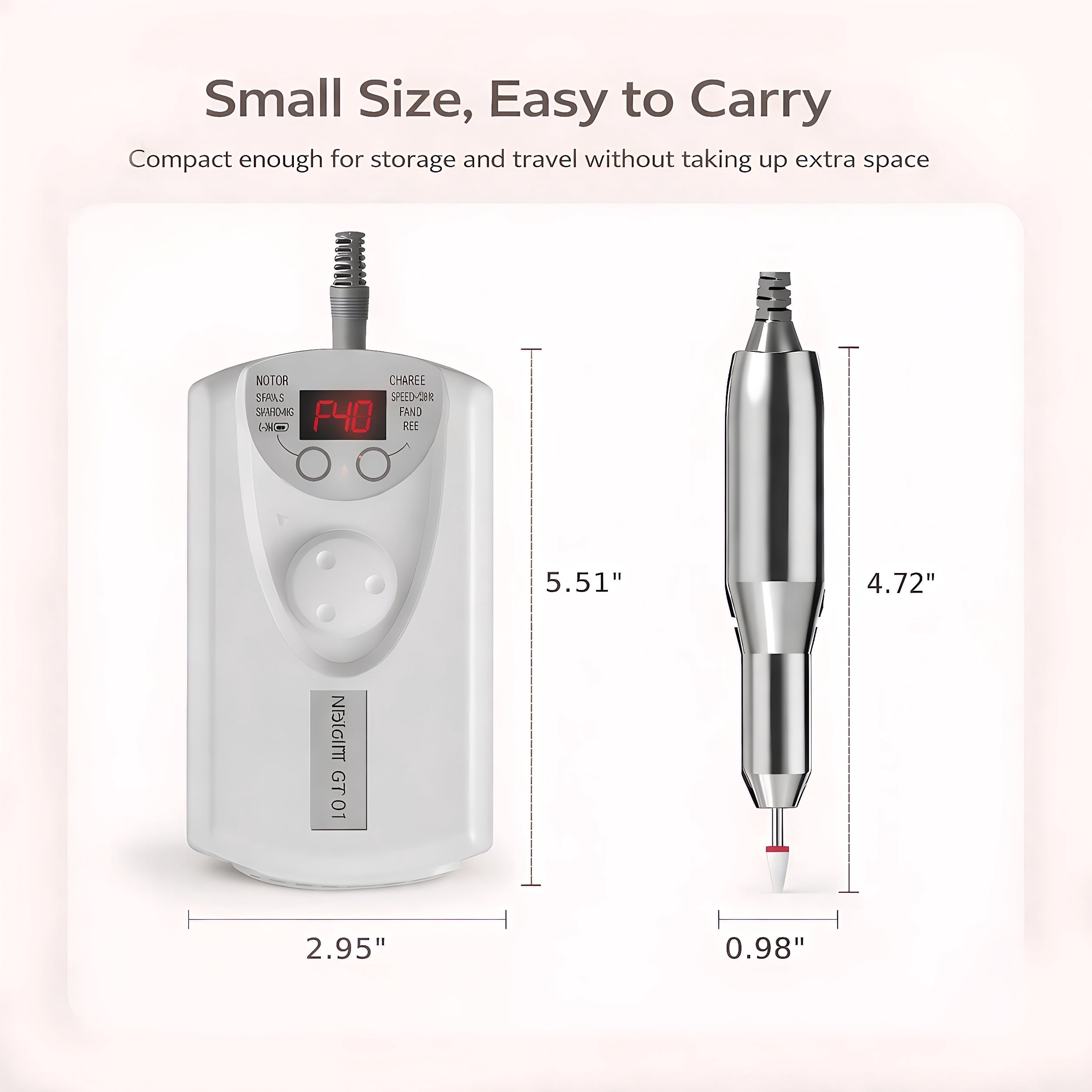 STARBIAO Electric Nail Drill Kit 40000 RPM, Rechargeable Cordless Nail File with LCD Display, Low Heat Low Noise Low Vibration, E-File for Acrylic Gel Nails, Manicure Pedicure for Home Salon