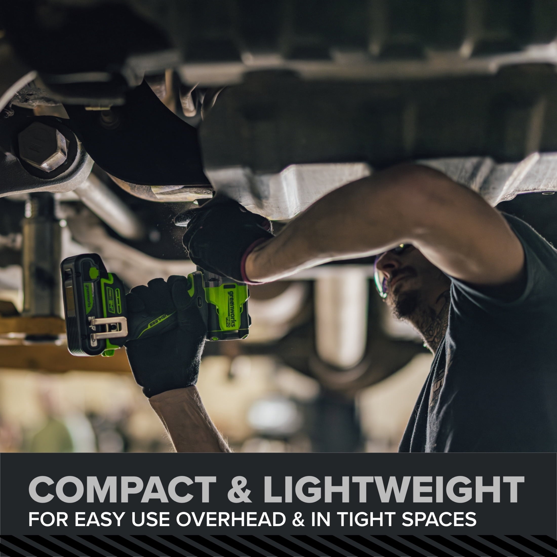 Greenworks Pro PowerAll 24V Brushless 400 ft-lb Breakaway Torque 3/8 Impact Wrench, Tool Only, IW5370A1