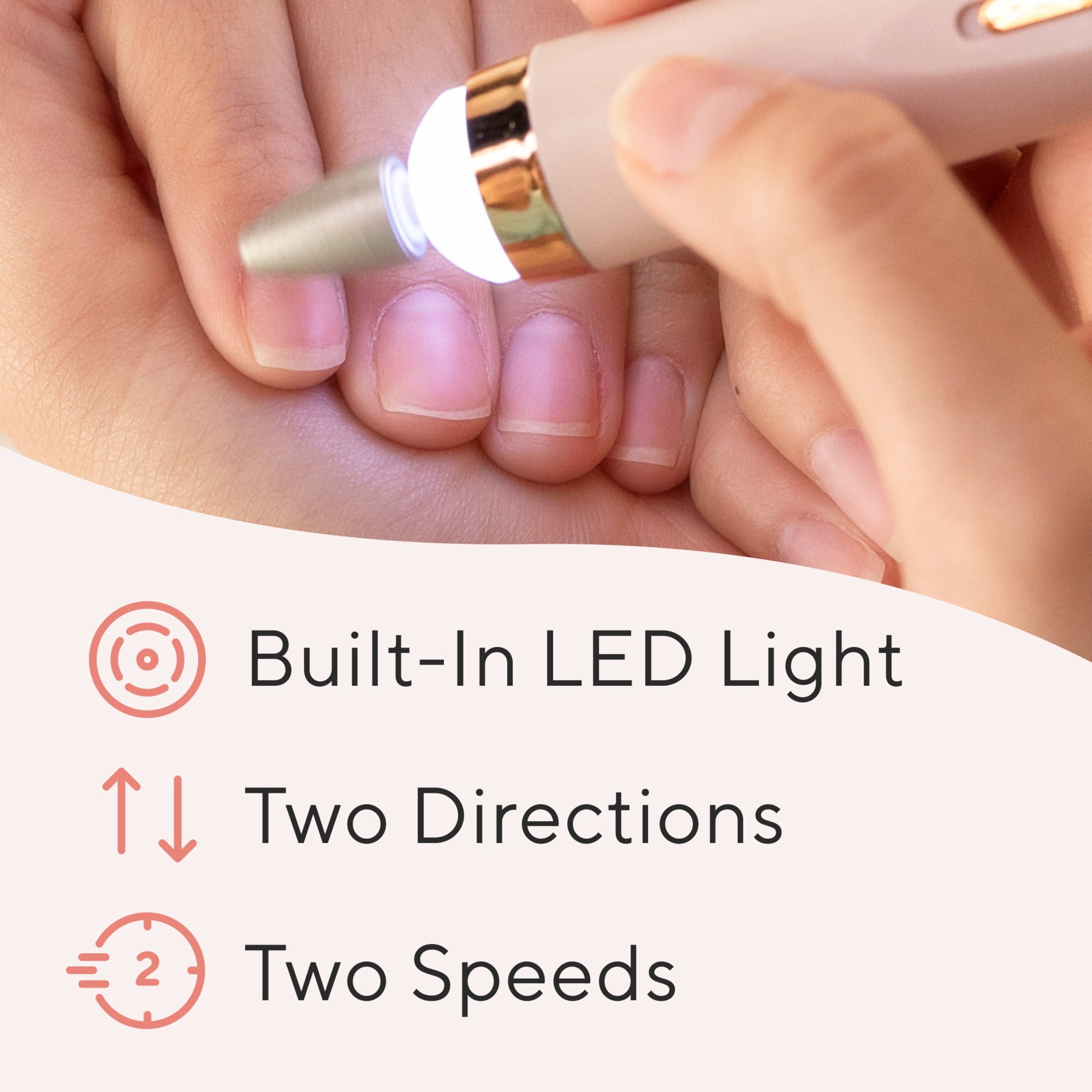 Finishing Touch Flawless Salon Nails Rechargeable Mani Device with 6 Attachments, Pink