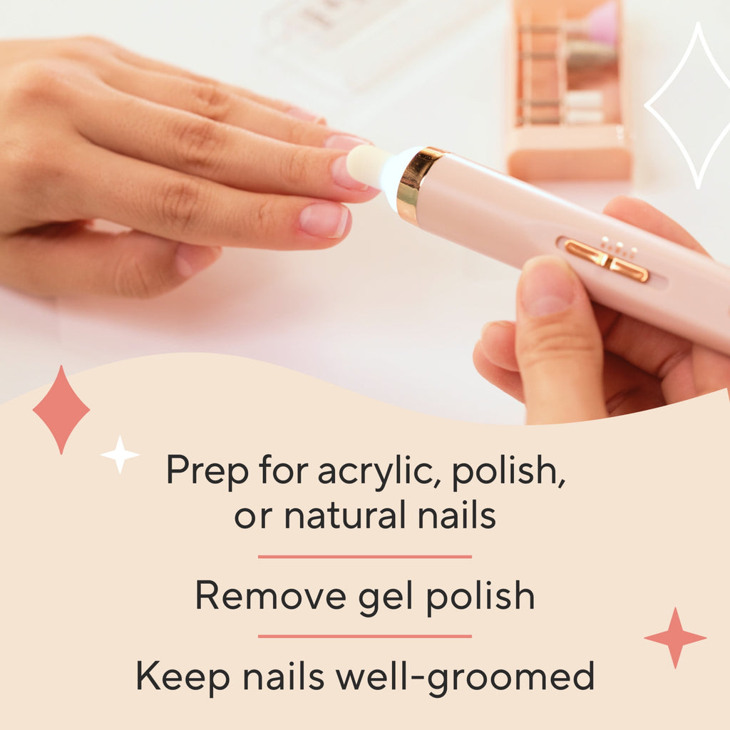Finishing Touch Flawless Salon Nails Rechargeable Mani Device with 6 Attachments, Pink