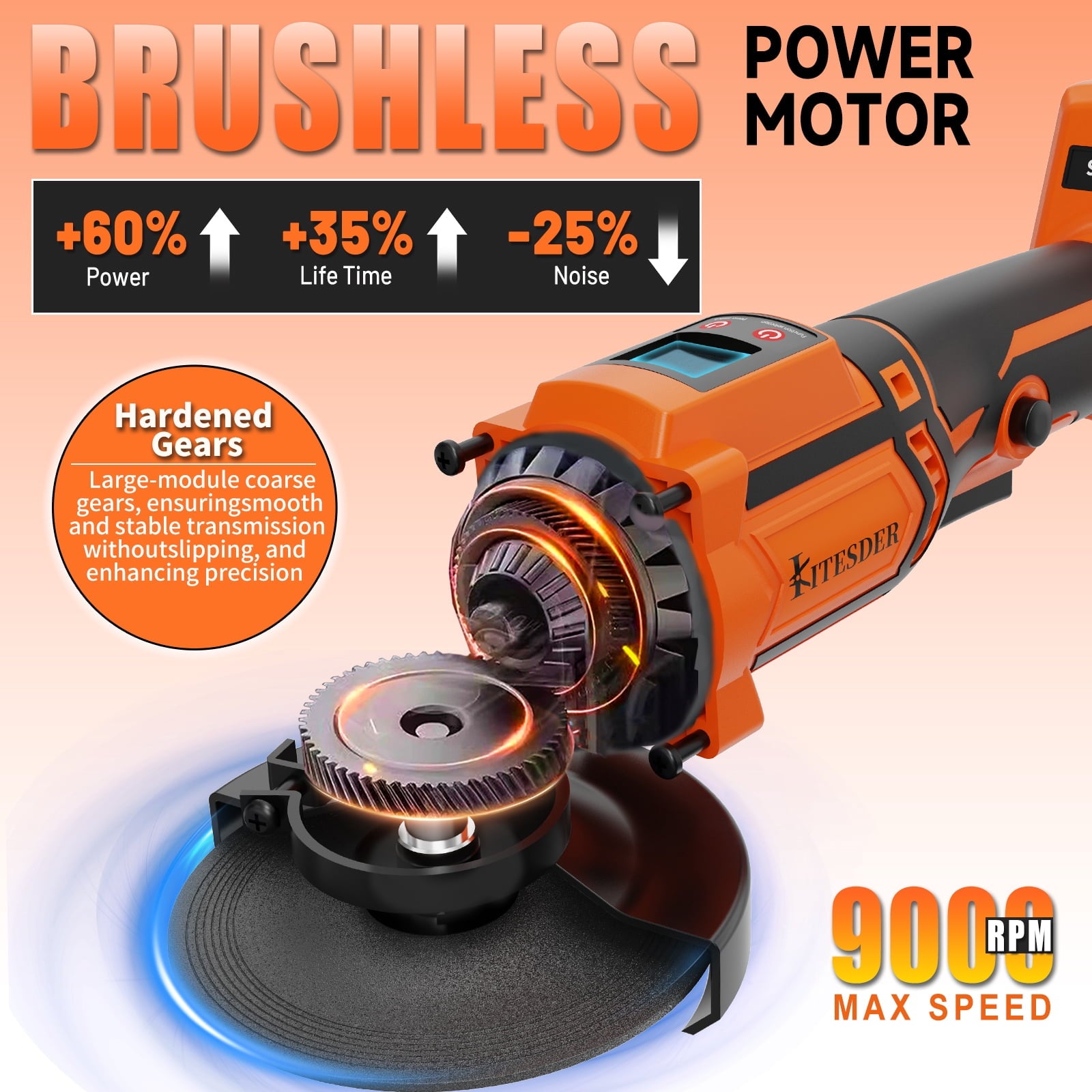 Rechargeable Cordless Angle Grinder Polisher with Lithium Battery, Fast Charger & Accessories, for Tile Stone Steel Grinding Polishing, Local Warehouse Shipping