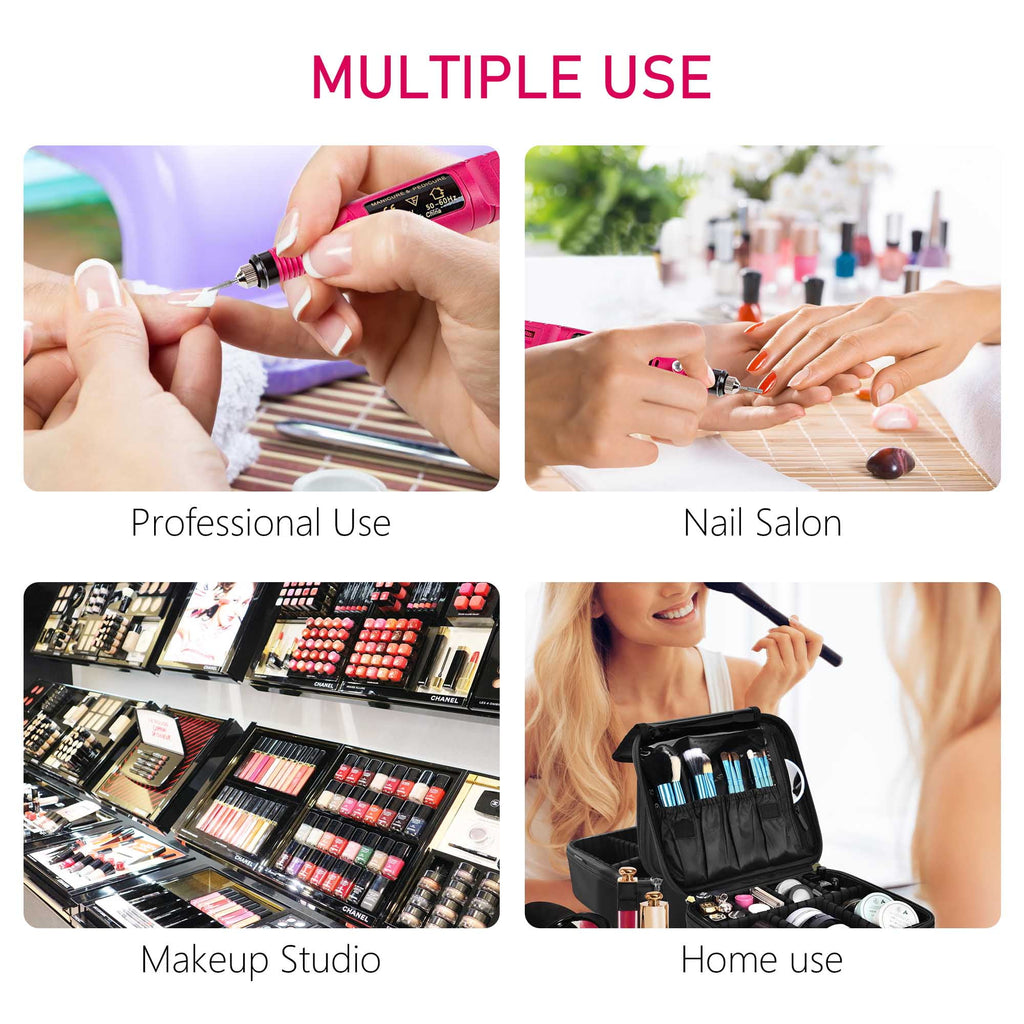 Pinkiou Electric Nail Drill Machine Nail Drill Kit 20000 RPM Portable Nail Drill for Acrylic Nails, 6 Acrylic Gel Remover Nail Tools, Nail Polishing Machine Pedicure Set