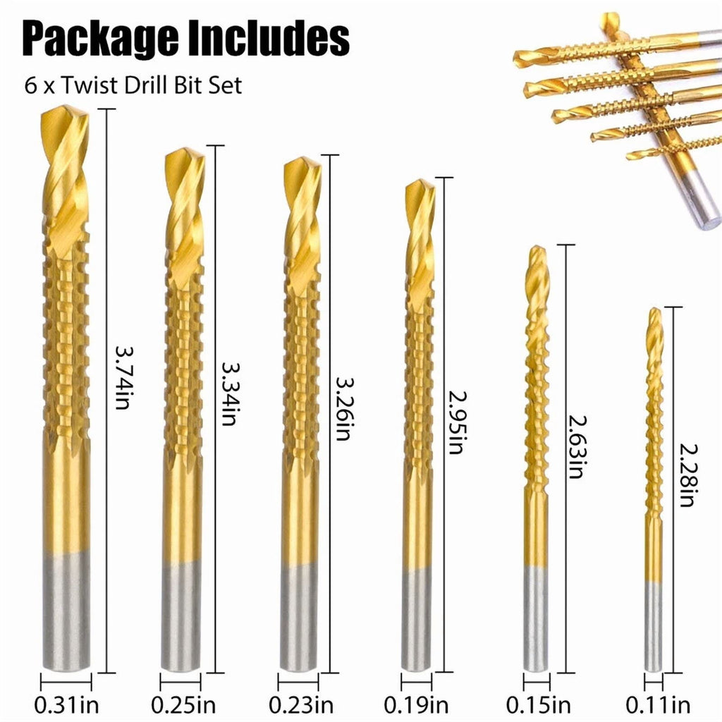 2025Twist Drill Bit Set Power Tool Accessories Screw Holes For Wood Metal (6Pcs)