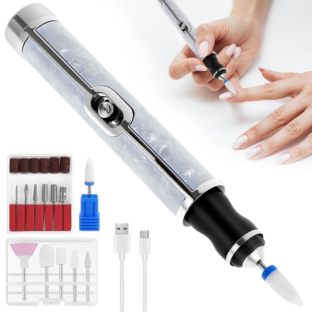 FYJUCPA Aluminium Alloy Electric Nail File Kit for Thick Toe Nails Rechargeable 4 Gears Electric Nail Drill Machine Low Noise Electric Nail Grinder for Various Nails and Shapes