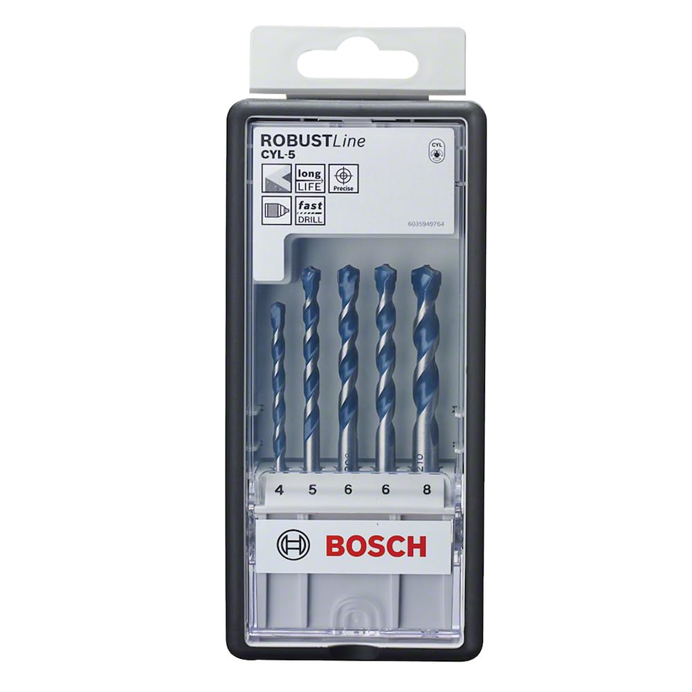Bosch Professional 5 pcs. CYL-5 Concrete Drill Bit Set (for Concrete, ? 4-8 mm, Robust Line, Ac