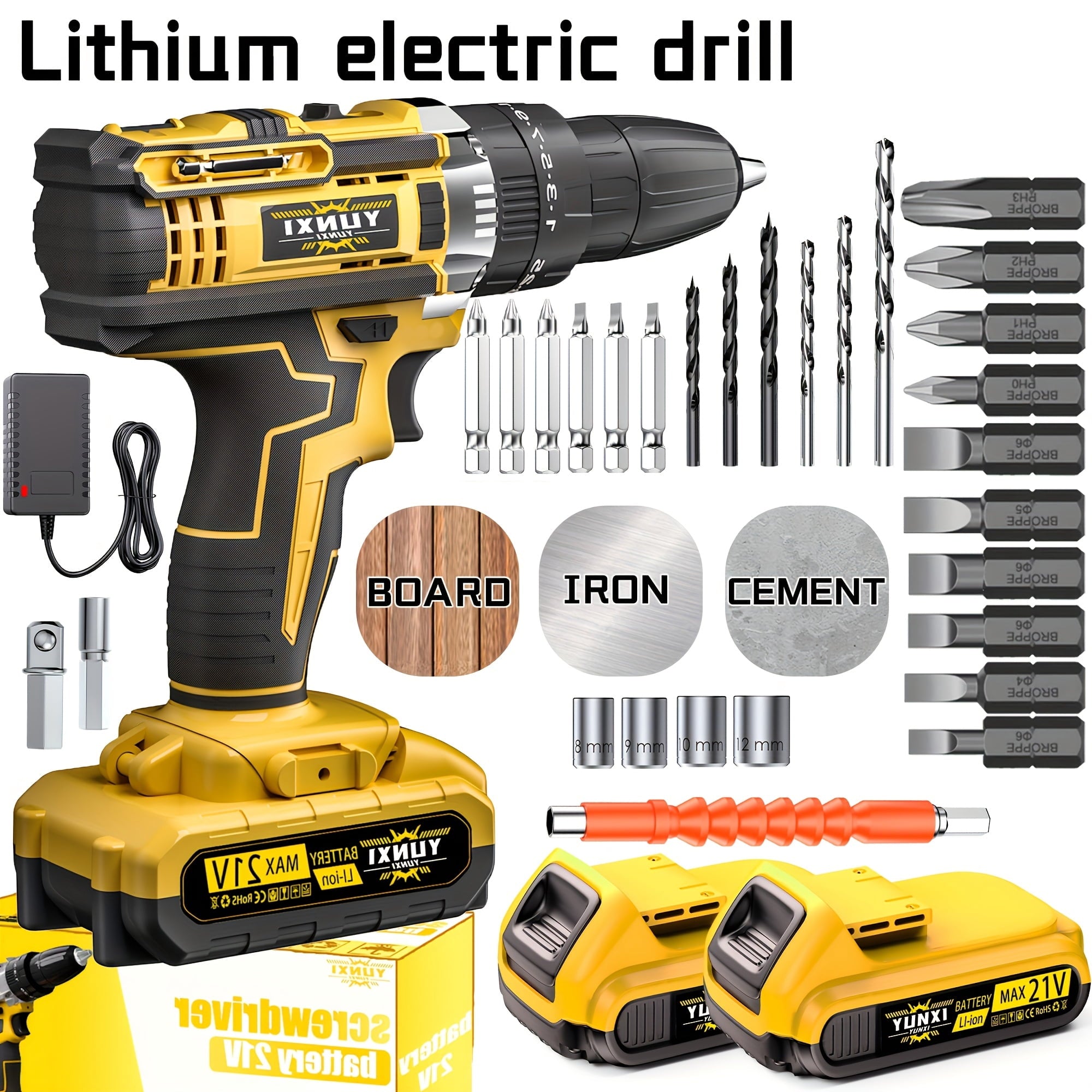 DGB Cordless Electric Drill Driver Kit, Lithium-Ion Battery Powered, 2-Speed for Home Improvement and Repairs, Compact and Portable