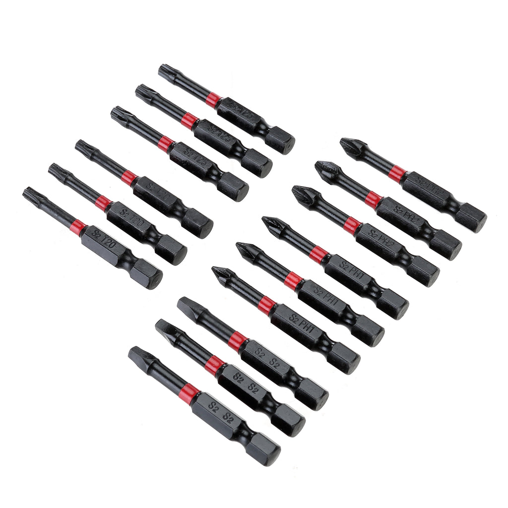 Hyper Tough 15 Piece 2 Impact Rated Screwdriver Bit Set