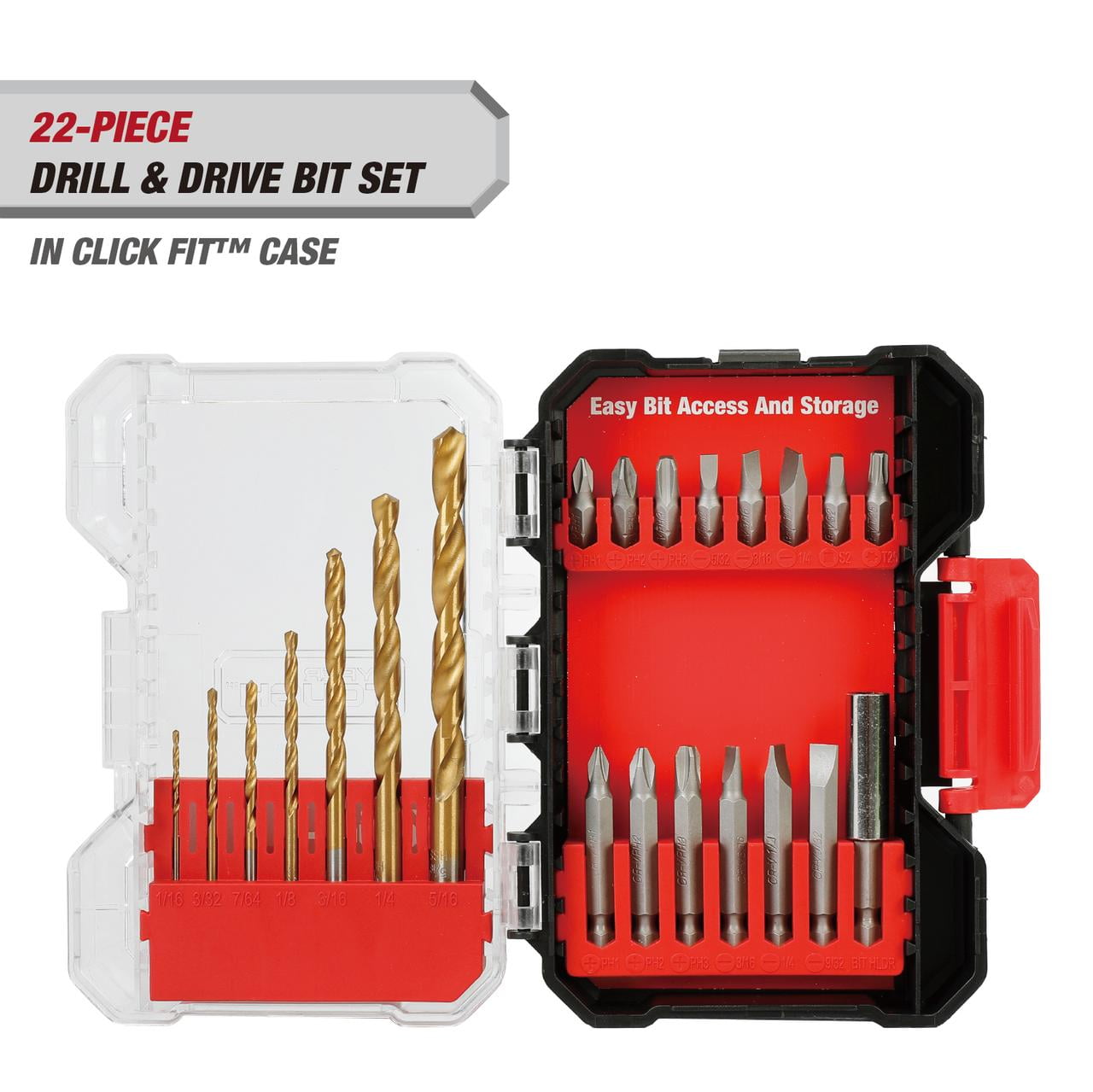 Hyper Tough 22-Piece Drill & Drive Set in Click Fit? Case