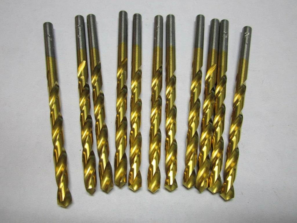 KLYNE - Lot Of 11 #4 High Speed Jobber Drill Bits, 118 Degree Tin Straight Spiral