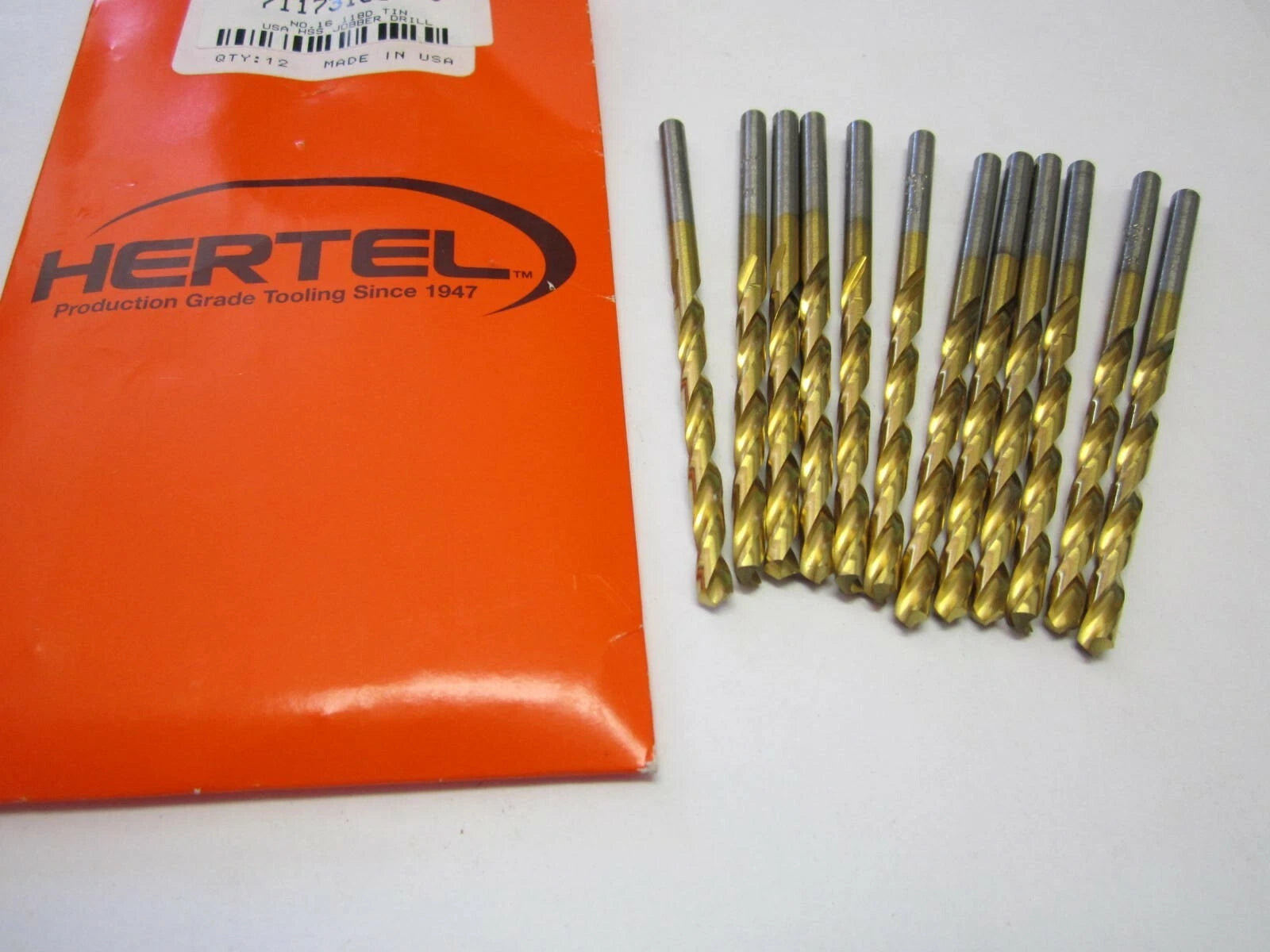 KLYNE - Lot Of 12 #16 High Speed Jobber Length Drill Bits 118 Degree Tin
