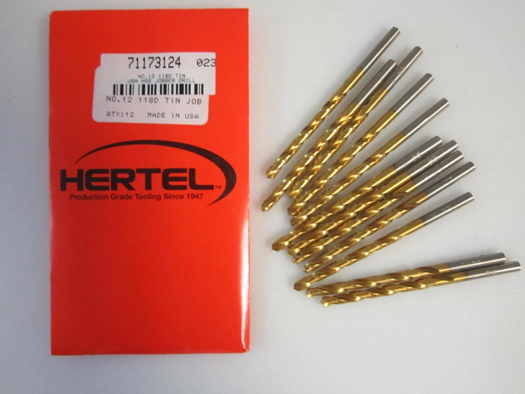 KLYNE - Lot Of 12 Jobber Length #12 Hss Tin 118 Degree Drill Bits New Usa