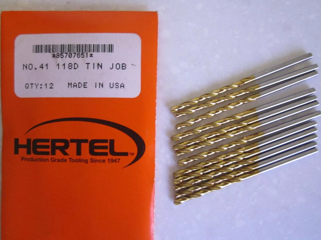 KLYNE - Lot Of 12 Jobber Length #41 Hss Tin 118 Degree Drill Bits New Usa