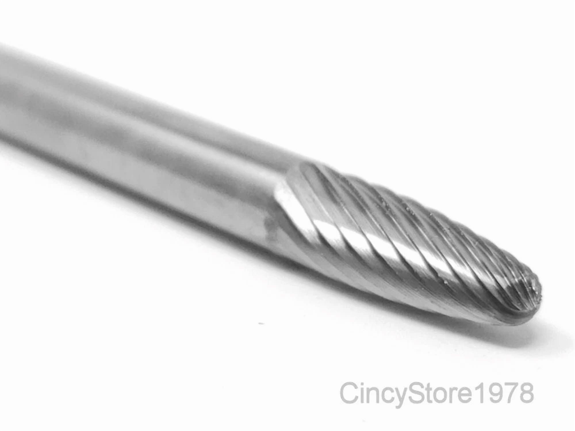 KLYNE - Sf1S Tree Shape 1/4 Carbide Burr Bur Tool Die Grinder Bit 1/4 Shank