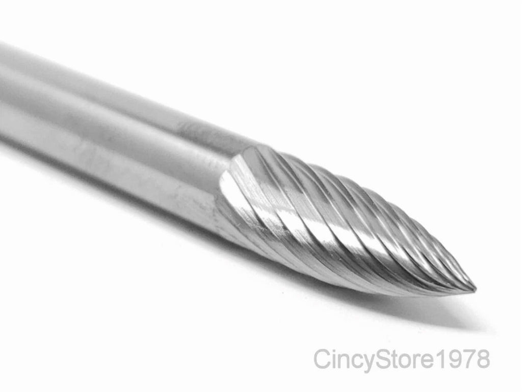 KLYNE - Sg1S Tree Shape 1/4 Carbide Burr Bur Tool Die Grinder Bit 1/4 Shank New