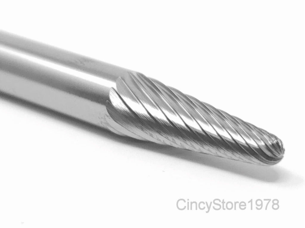 KLYNE - Sl1S 14 Degree Taper Radius Carbide Burr Bur Cutting Tool Die Grinder Bit 1/4
