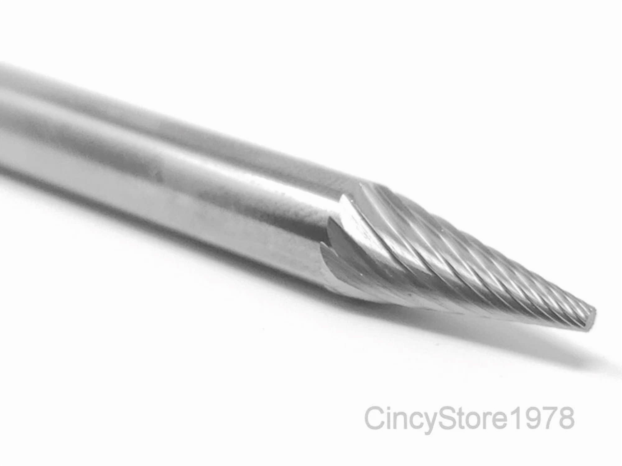 KLYNE - Sm1S Cone Shape 1/4 Carbide Burr Bur Tool Die Grinder Bit 1/4 Shank New