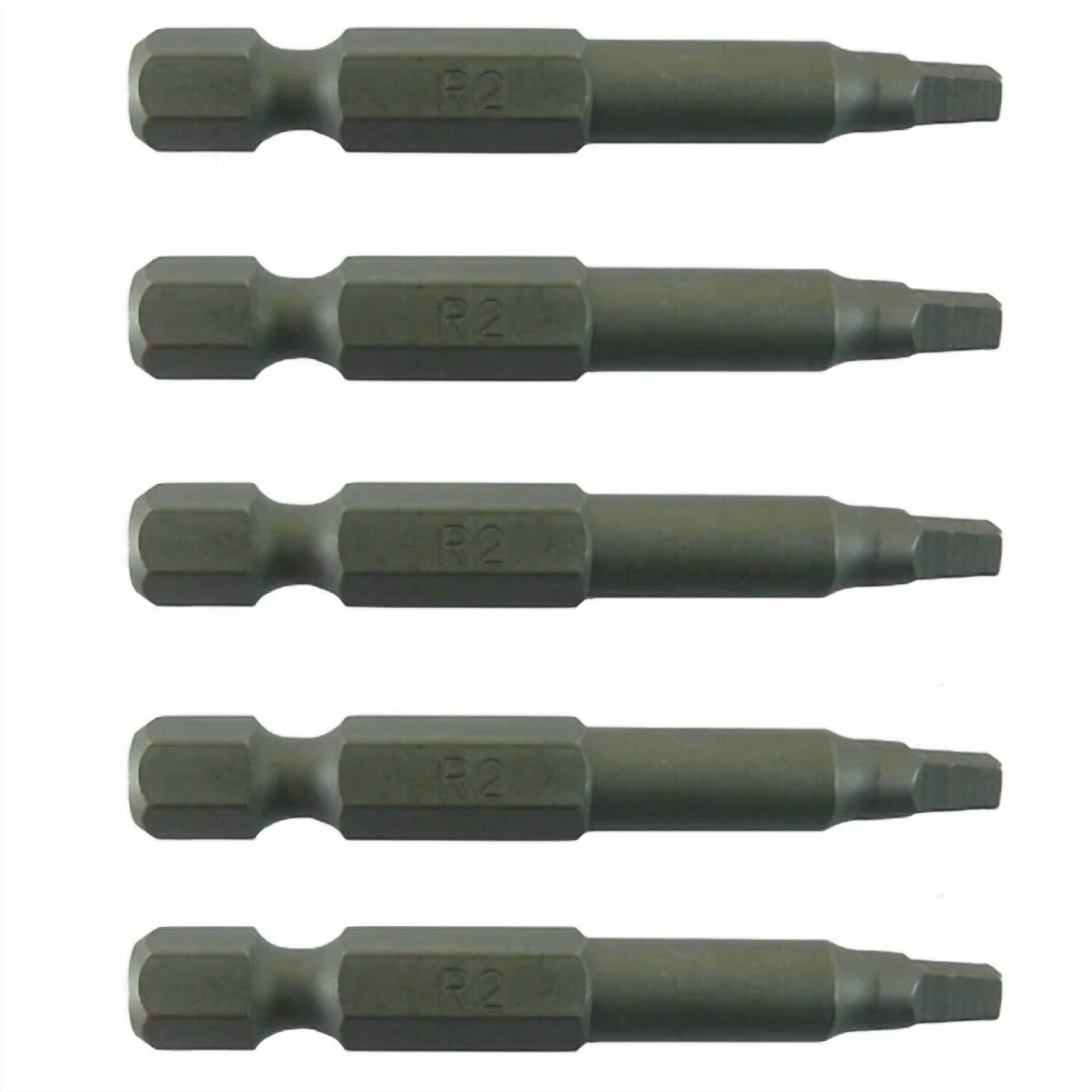 KLYNE - Square Bit Driver: 2 Inch - #2 Robertson (R2) - Quick-Change Shank (5 Bit Pack)