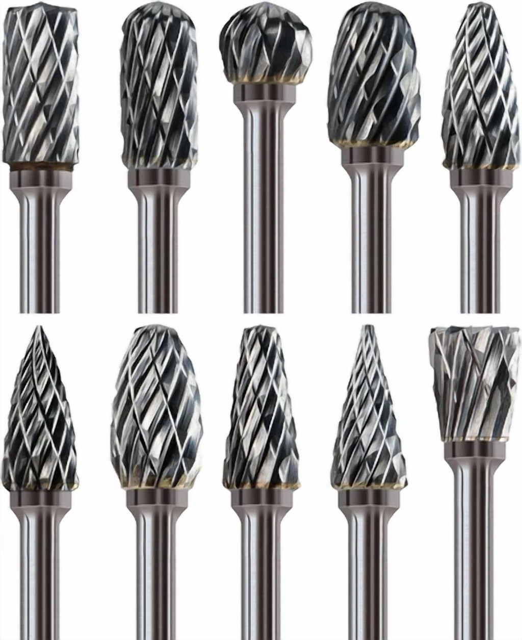 KNACK - 10Pcs 1/8 Shank Carbide Burr Bits Compatible With Dremel Bits Metal Grinding Bi