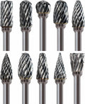 KNACK - 10Pcs 1/8 Shank Carbide Burr Bits Compatible With Dremel Bits Metal Grinding Bi