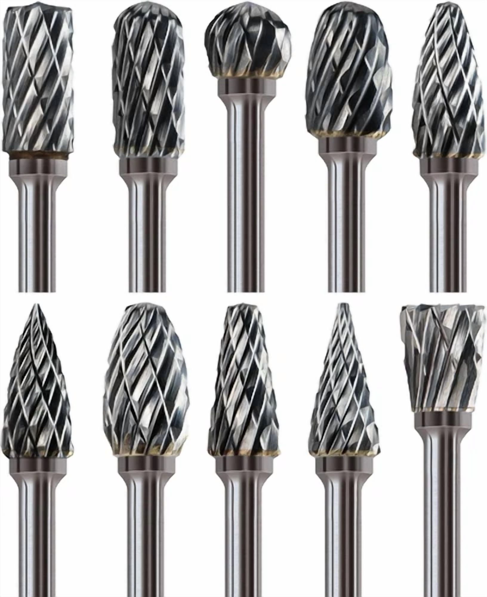 KNACK - 10Pcs 1/8 Shank Carbide Burr Bits Compatible With Dremel Bits Metal Grinding Bi