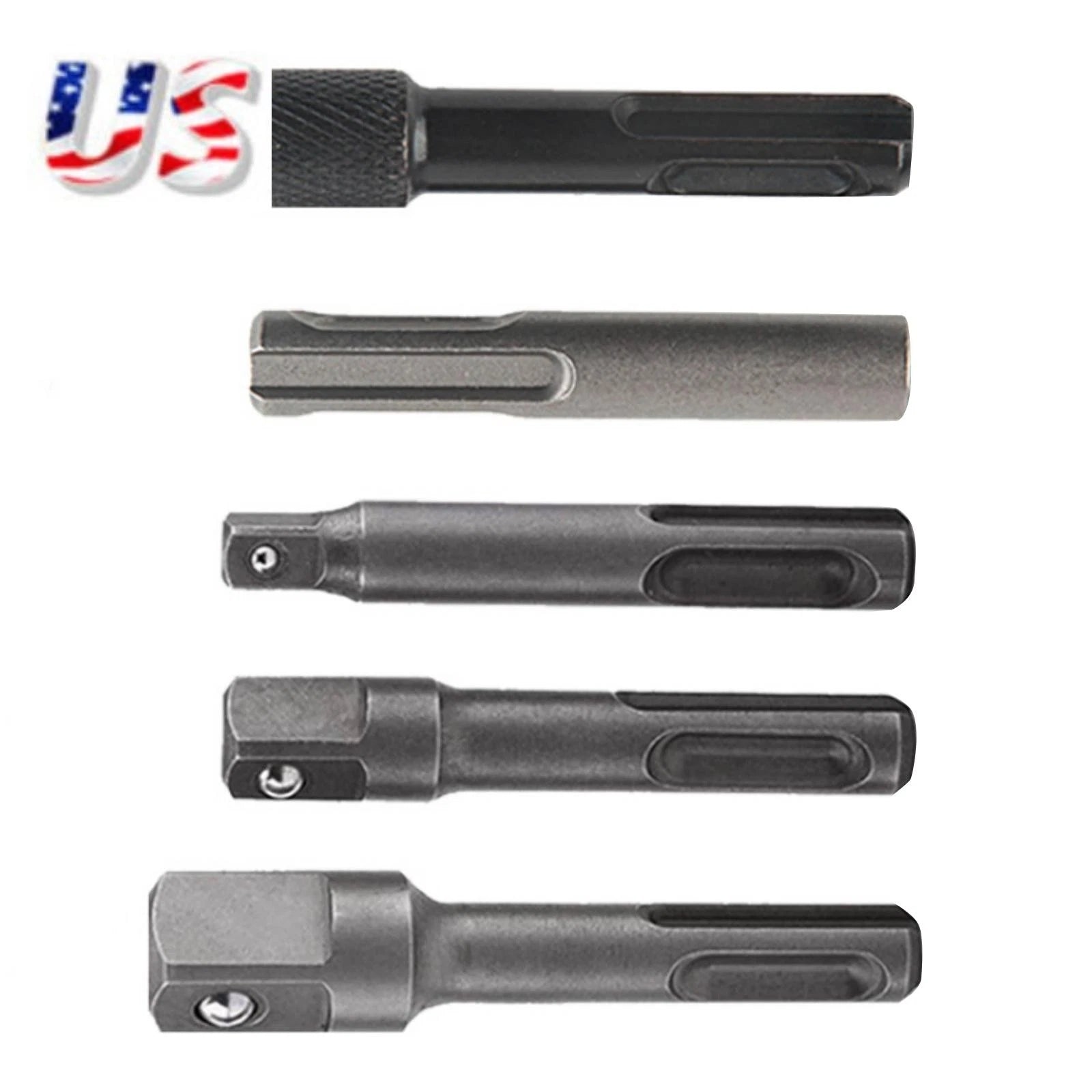 KNACK - 5Pcs Sds Plus 1/4 Hex Socket Driver Tool Drill Bit Chuck Adaptor Bar Kit Set