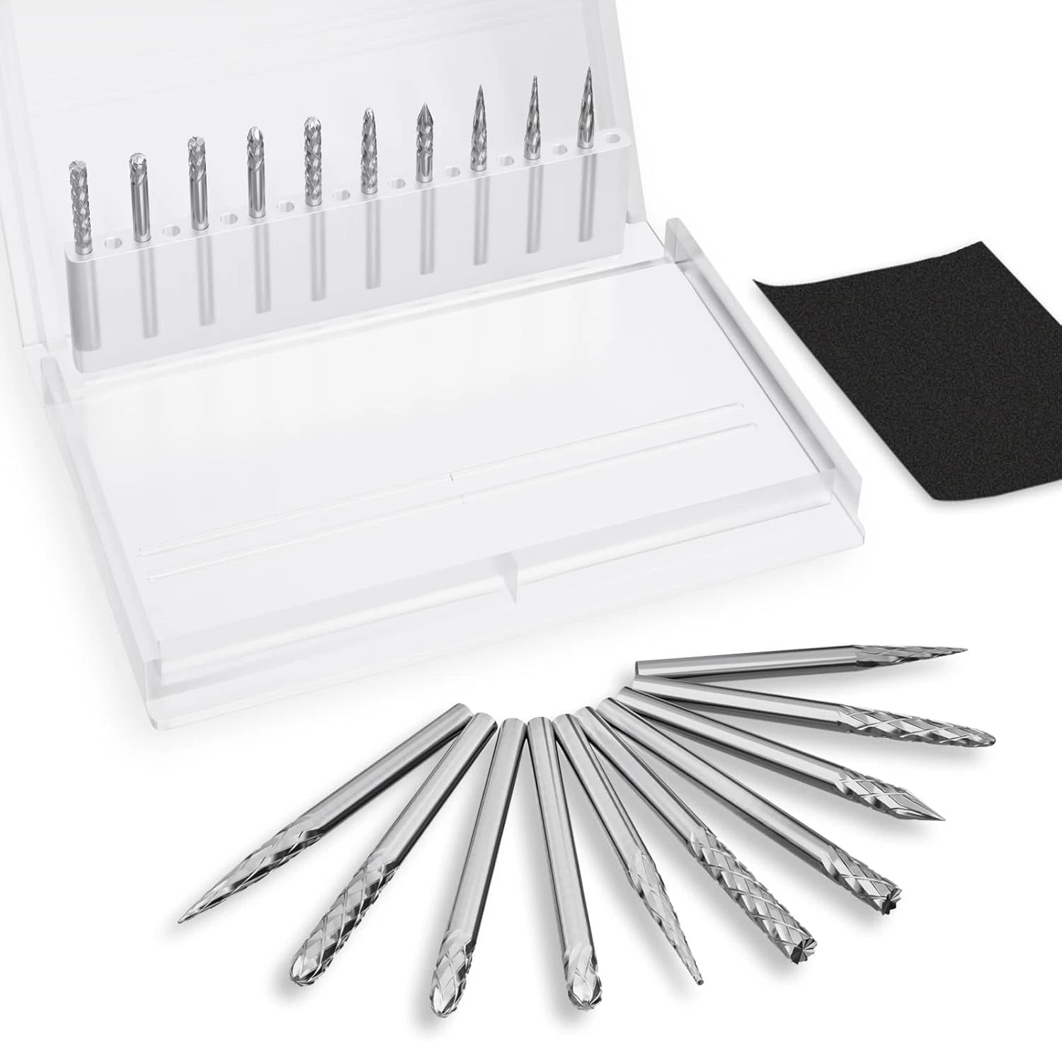 KNACK - Carbide Burr Set Die Grinder Bit, 10Pcs 1/8 Shank Double Cut Carbide Rotary Bur