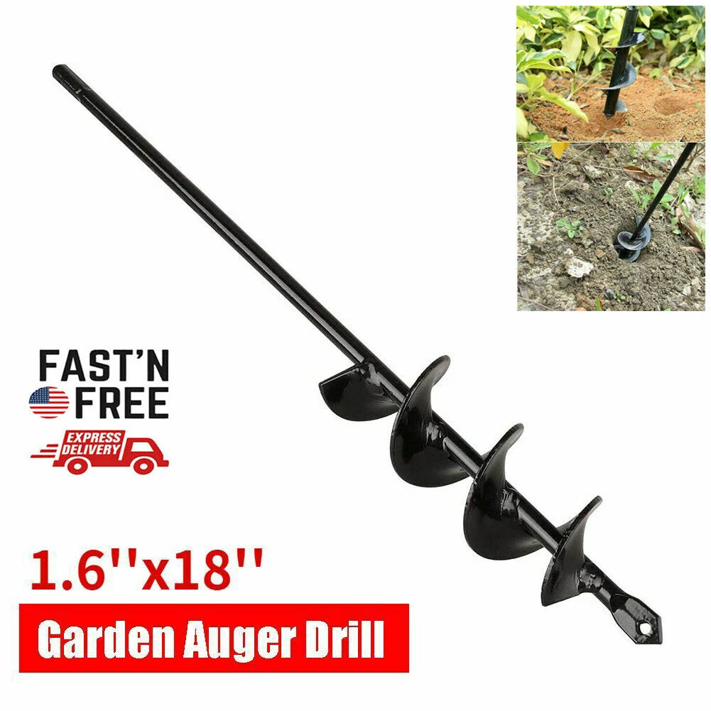 PURELY- 18 Planting Auger Spiral Hole Drill Bit Garden Soil Yard Earth Bulb Hole Digger