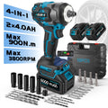 RELOIVE Cordless Impact Wrench Kit,663.8 FT-lbs(900N.m) Max Torque,1/2 Heavy-Duty Brushless Motor,4-IN-1 Electric Impact Driver,2 x 4.0Ah Batteries for Car Home Repair