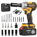 VQJTCVLY  Brushless impact driver, 21V Cordless impact wrench 1/2 Inch, 2 × 4.0Ah impact drill tool set, 5 Sockets, 7 Drill, 6 Screws for Car Home Truck Mower Father Dad Husband, Yellow