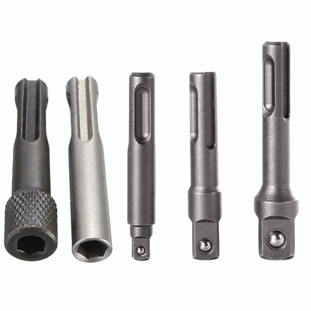 KNACK - 5Pcs/Set Sds Plus 1/4 Hex Socket Driver Tool Screwdriver Bit Chuck Adaptor Bar