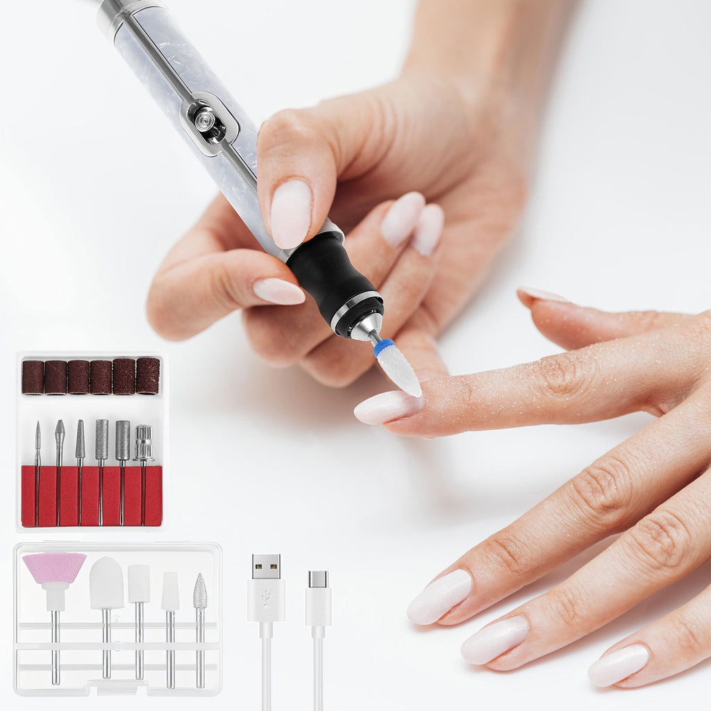 FYJUCPA Aluminium Alloy Electric Nail File Kit for Thick Toe Nails Rechargeable 4 Gears Electric Nail Drill Machine Low Noise Electric Nail Grinder for Various Nails and Shapes