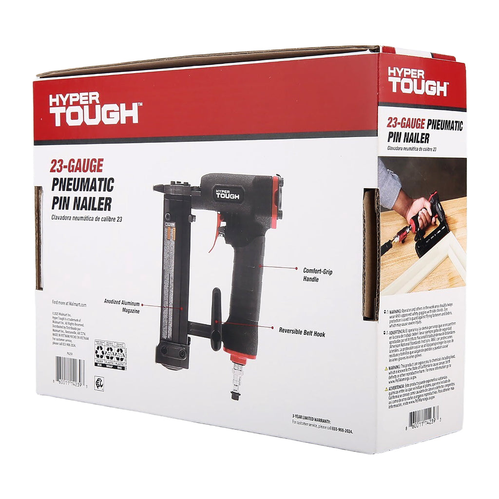Hyper Tough 23-Gauge Pneumatic Pin Nailer, Air Powered Pin Nail Gun