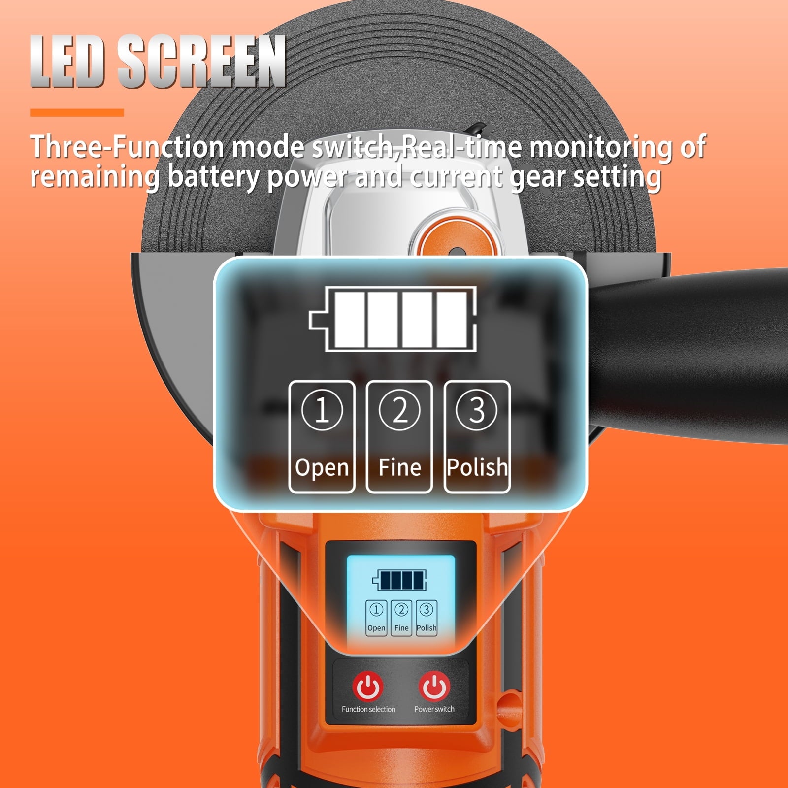 Rechargeable Cordless Angle Grinder Polisher with Lithium Battery, Fast Charger & Accessories, for Tile Stone Steel Grinding Polishing, Local Warehouse Shipping