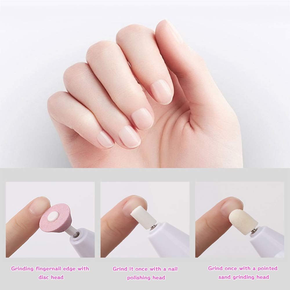 SNNROO 5-in-1 Electric Manicure Set, Nail Drill File Grinder Grooming Kit,Callus Remover Nail Buffer Polisher Nail Art Pedicure Kit for Home Salon,White
