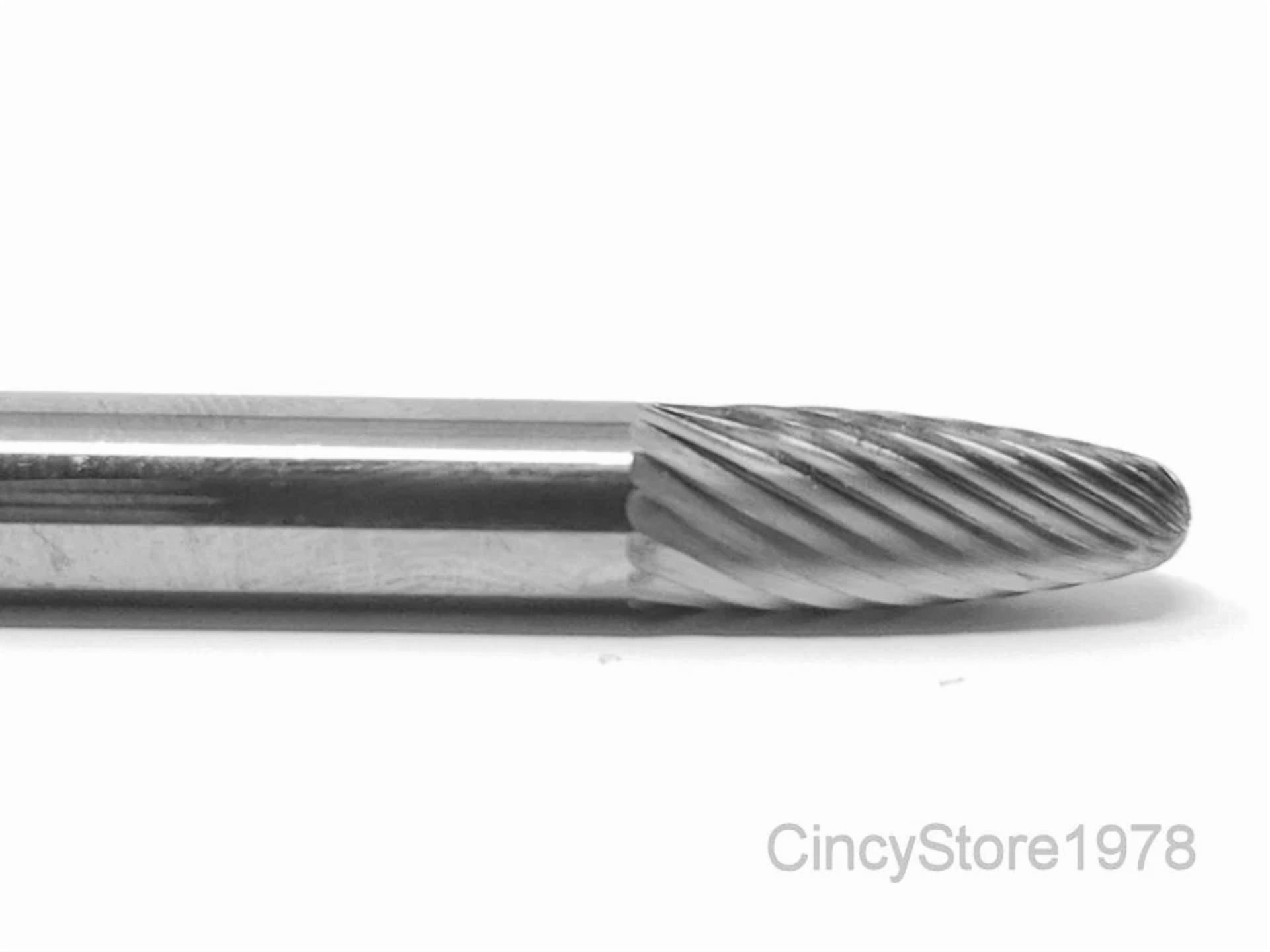 KLYNE - Sf1S Tree Shape 1/4 Carbide Burr Bur Tool Die Grinder Bit 1/4 Shank