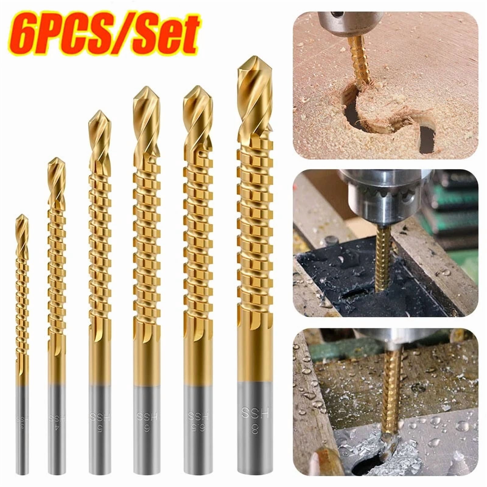 6Pc Twist Drill Bit Set Power Tool Accessories Screw Holes For Wood Metal Usa