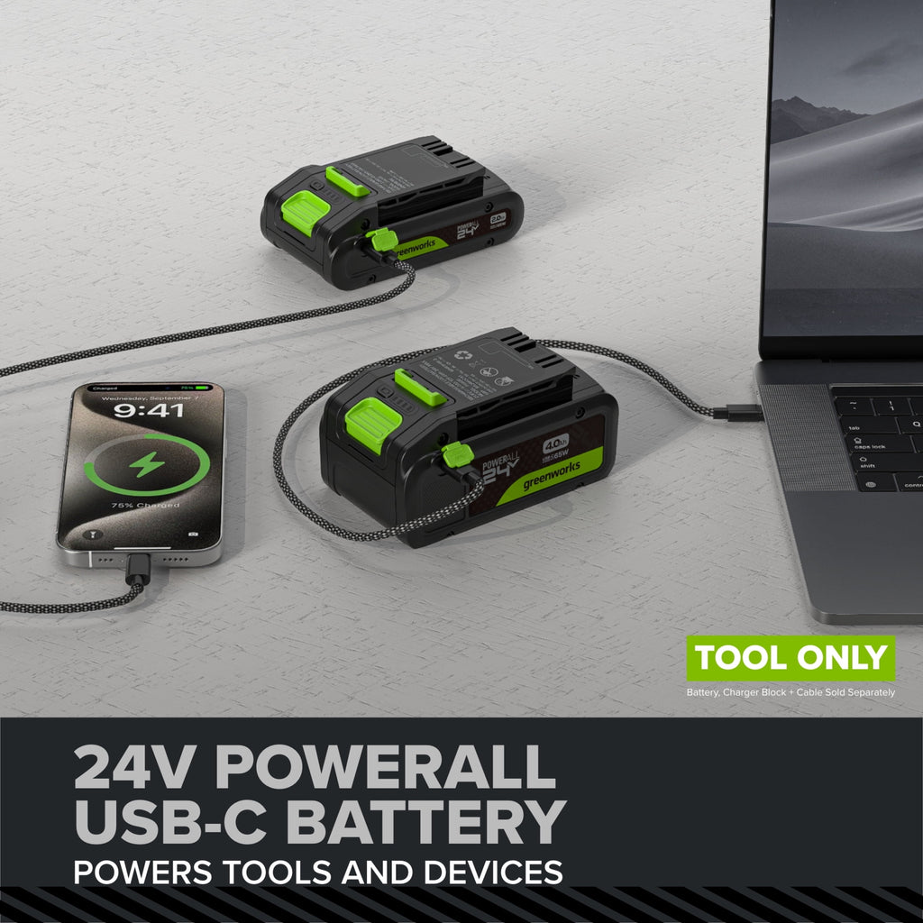 Greenworks Pro PowerAll 24V Brushless 1/2 750 lbs Breaking Impact Wrench, Tool Only, IW5800A3